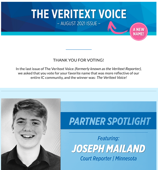 The Veritext Voice Newsletter Registration for our Partners