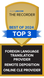 The Best of California The Recorder - Foreign Language Translation Provider – Second Place and Hall of Fame